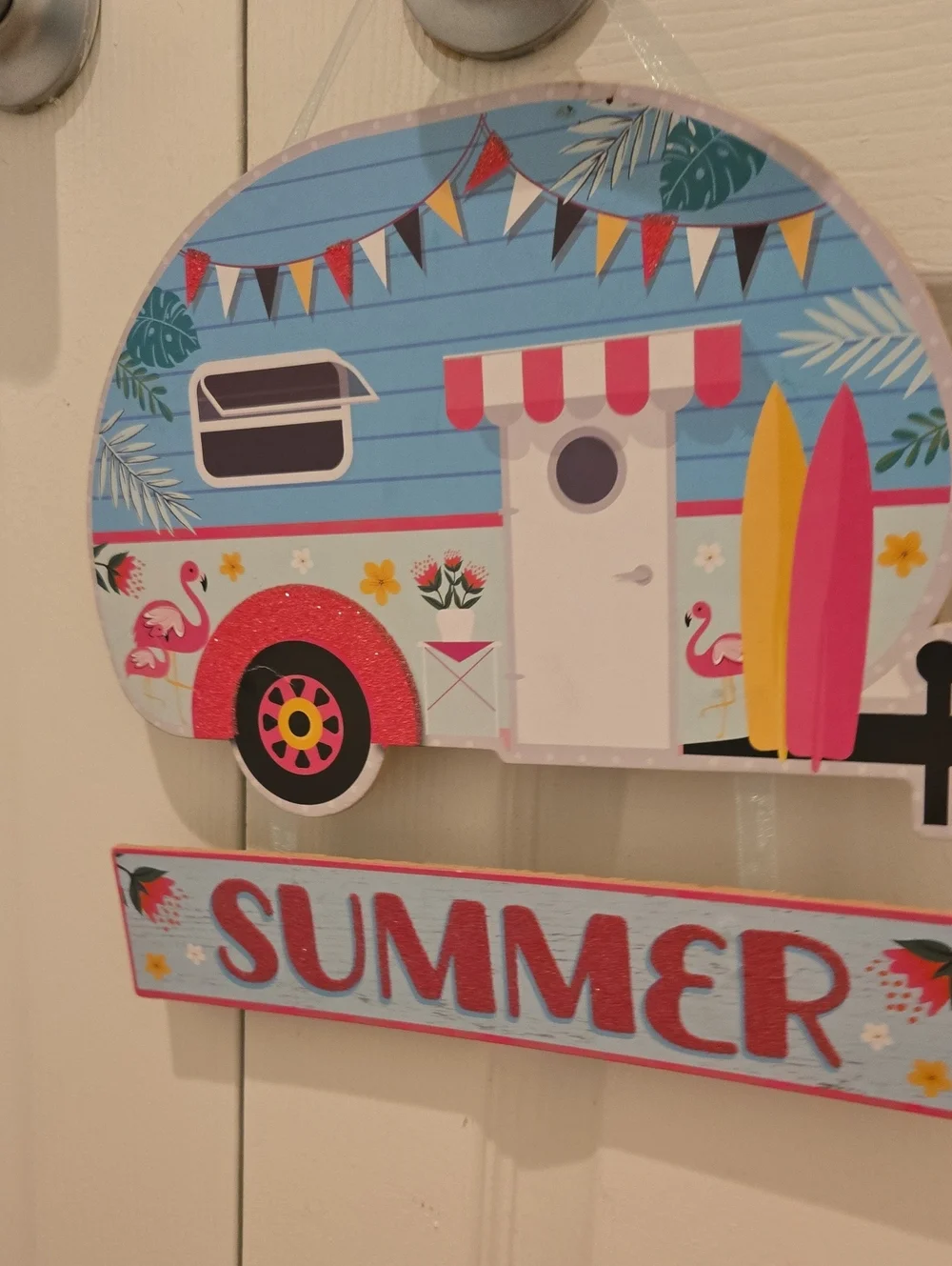 Summer Camper Wall Decor - Blue, Pink & Yellow Nwot